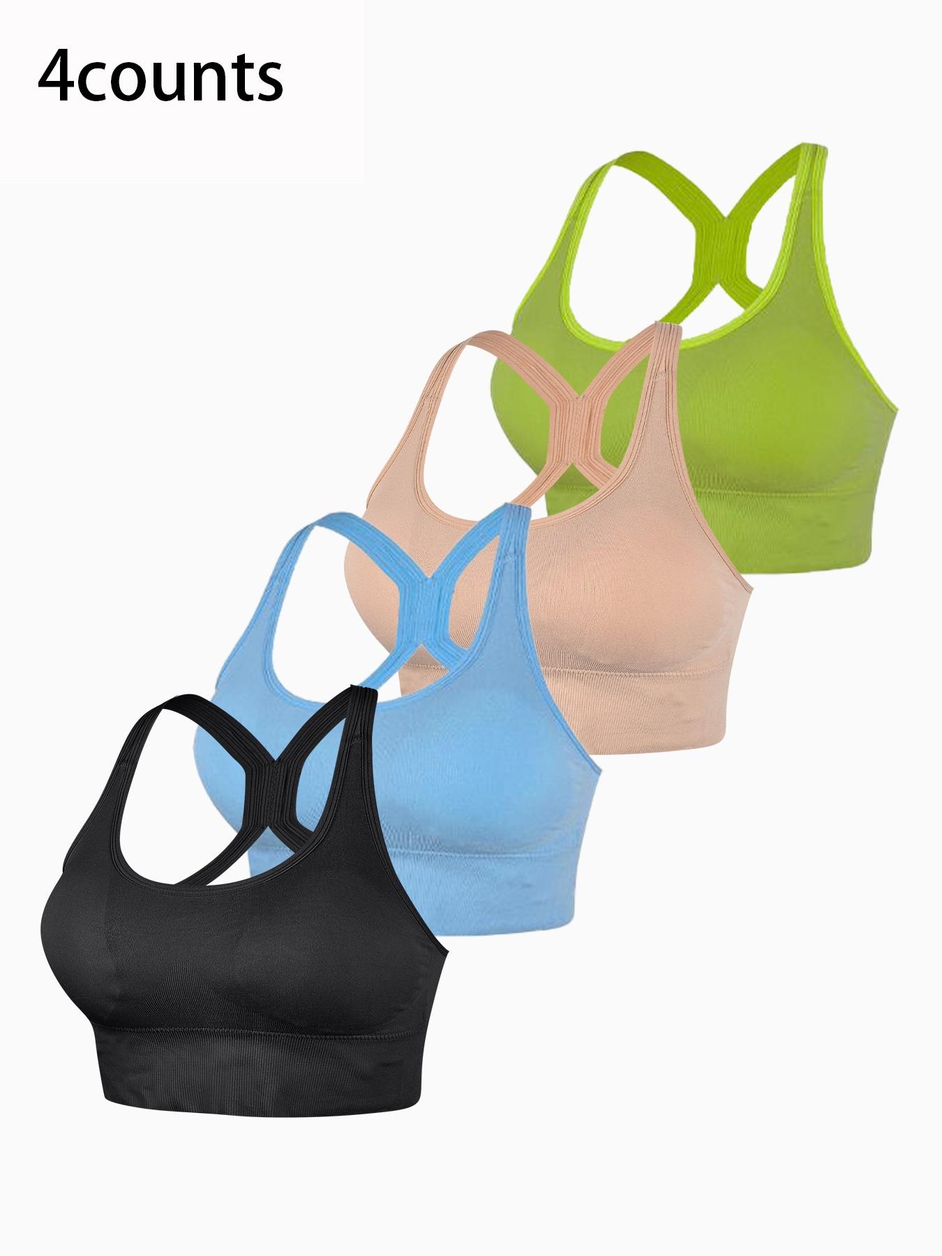 Women's Solid Wireless Bralette, Strappy Workout Bra, Comfortable Breathable Backless Yoga Bra for Sports and Daily Wear, Medium Support Lingerie for All Seasons