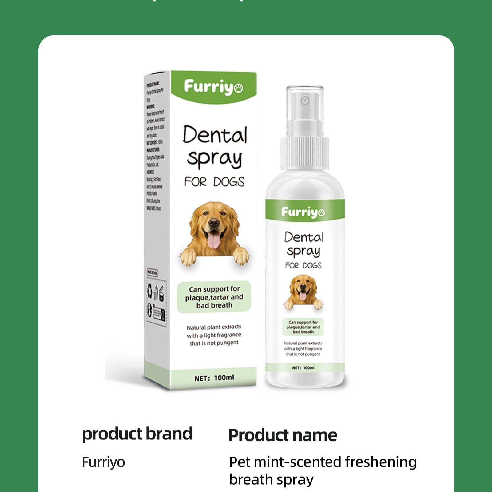 Pet Mint Fresh Breath Spray, Cat Dog Bad Breath Remover, Oral Care Deodorizer, Antibacterial Mouthwash, Pet Grooming Essential