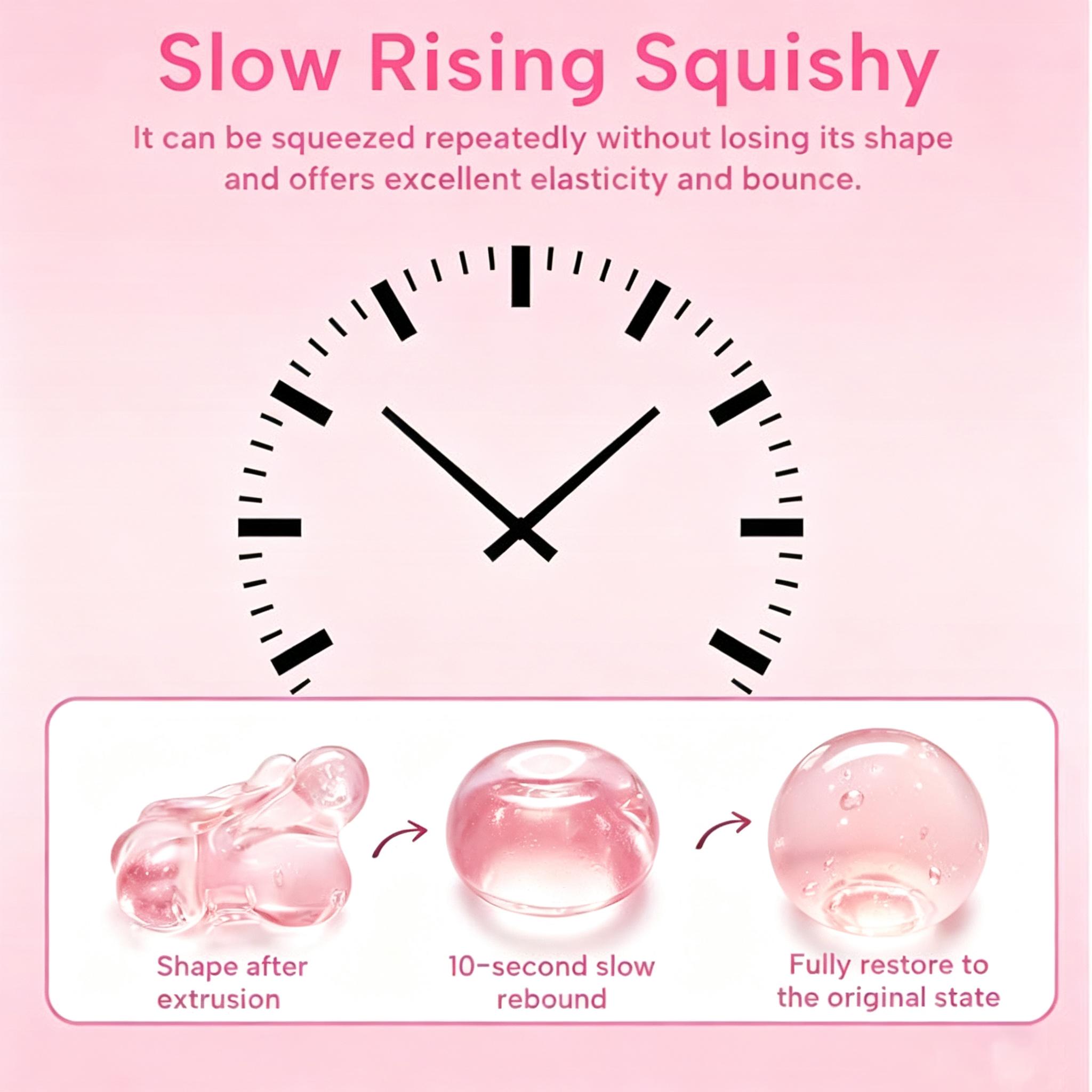 Jelly Squishy Fidget Toy Pack, 4Pcs Pink Glitter Transparent TPR Stretchable Squeeze Toys, Apple Dachshund Octopus Ball Sensory Toys, Stress Anxiety Relief Gift for Kids & Adults