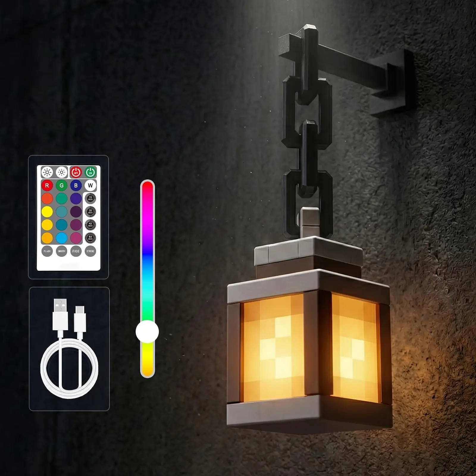 [Portable Rechargeable LED] Multicolored LED Wall Light With Remote Control, A Portable And Rechargeable Bedside Lamp That Creates Ambiance And Is Perfect For Cosplay Props, Designed For Indoor Use Throughout The Year. Note: AAA Batteries For The Remote A