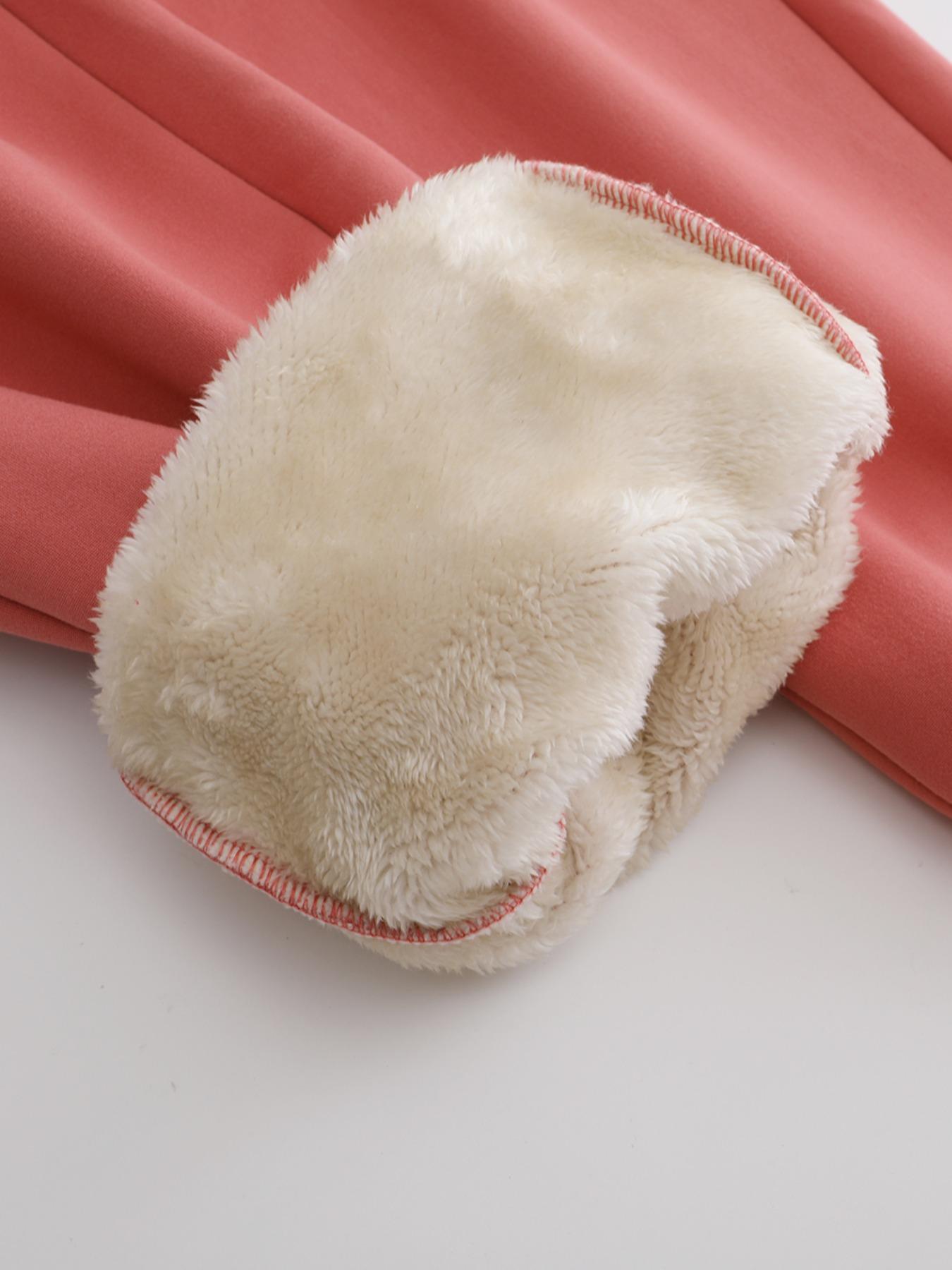 Women's Fleece Lined Long Pants, Floral Print, Drawstring Waist, Pockets, Casual Fall & Winter Wear, Warm Lamb Velvet Trousers