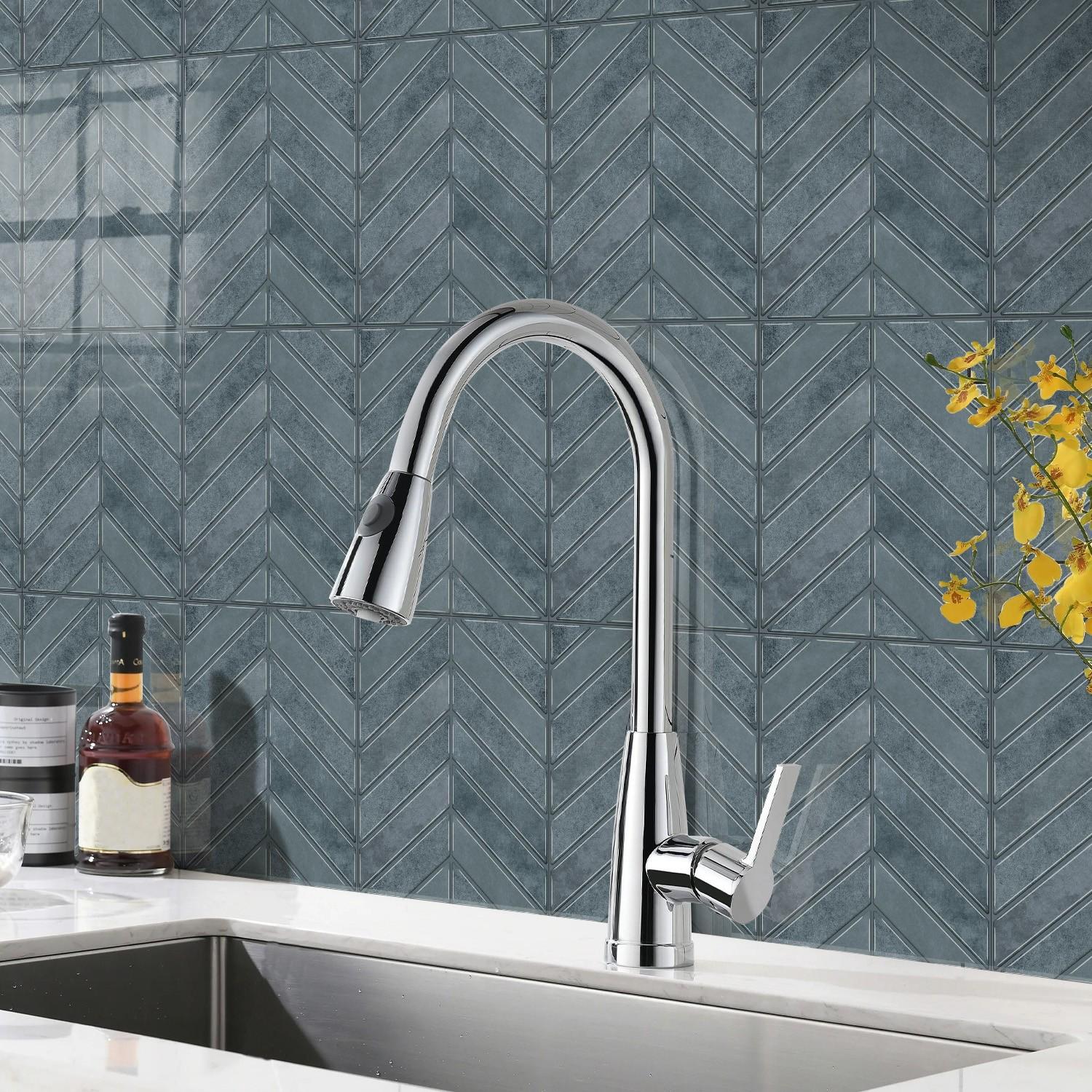 Geometric Herringbone Pattern Stickers, 12/24pcs Self Adhesive & Detachable Design, Waterproof Wall Decor for Kitchen Cabinets