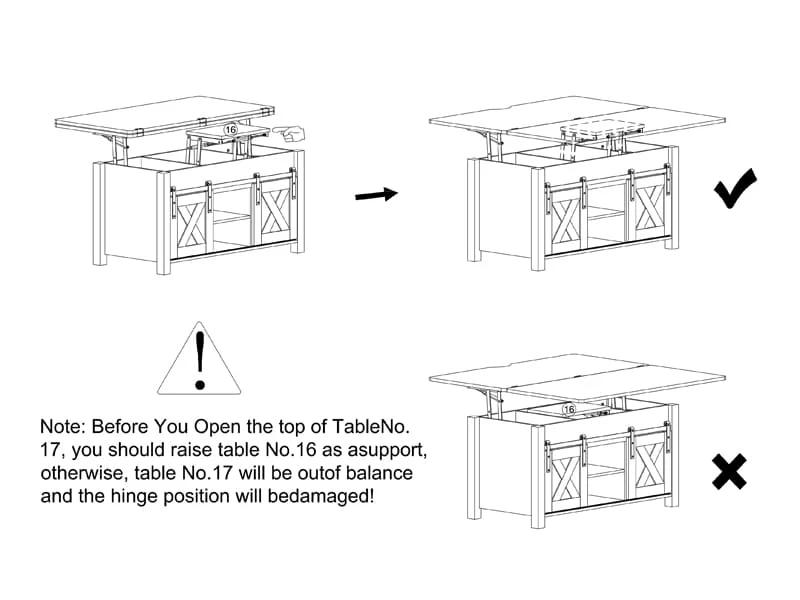 Sikaic 4 In 1 Multi-Function Lift Top Coffee Tables Converts To Dining Table Wood Tabletop Tabletop Design