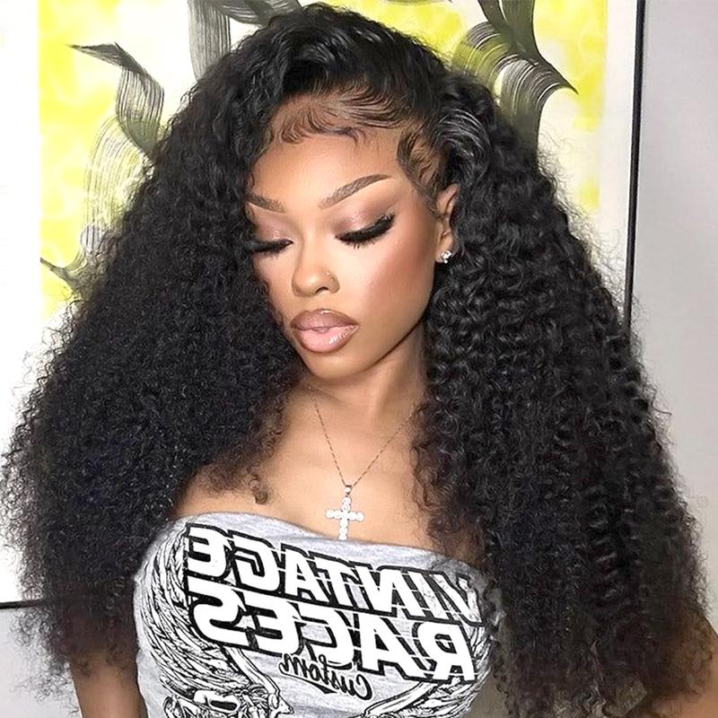 Yawawe Hair Glueless Wig Human Hair Ready To Wear Kinky Curly Glueless Preplucked Wear And Go Wigs HD Lace Front Wigs PreCut pre plucked Lace