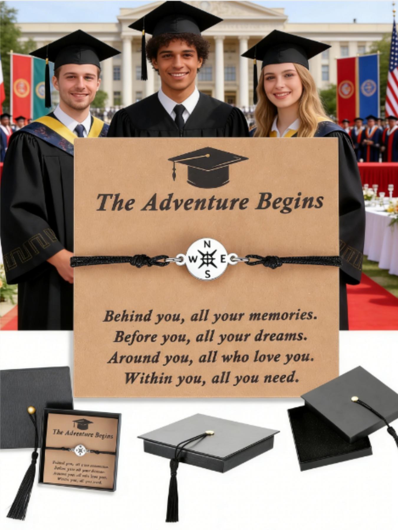 Graduation Gifts for Her Him Kindergarten Class of 2026 Cool High School College Graduation Gift 5th 8th Grade Teen Girl Boy Bracelet Women Jewelry Cards Middle School Nurse Senior Daughter Student Adjustable Cuffs