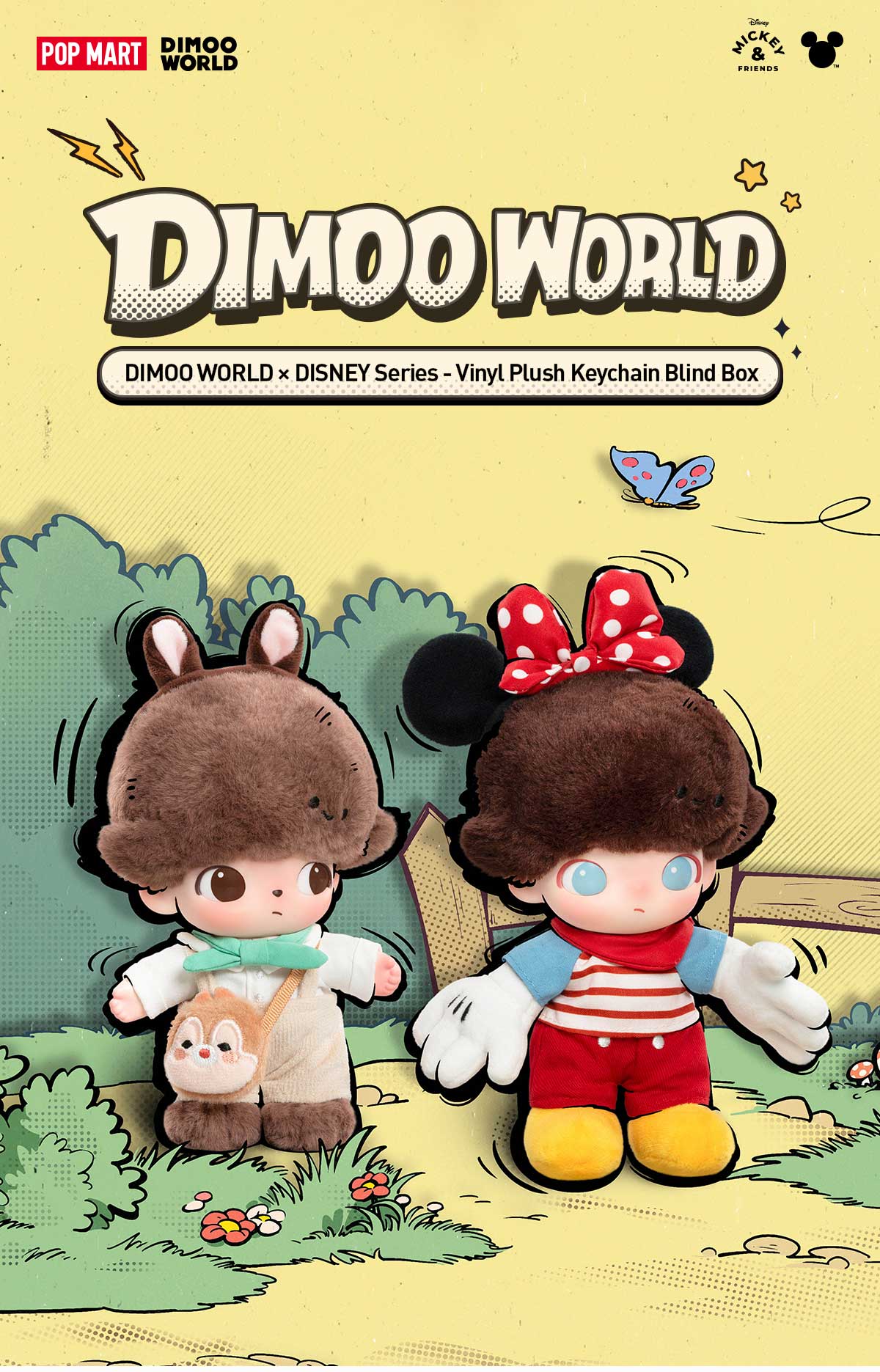 POP MART DIMOO WORLD × DISNEY Series-Vinyl Plush Keychain Blind Box