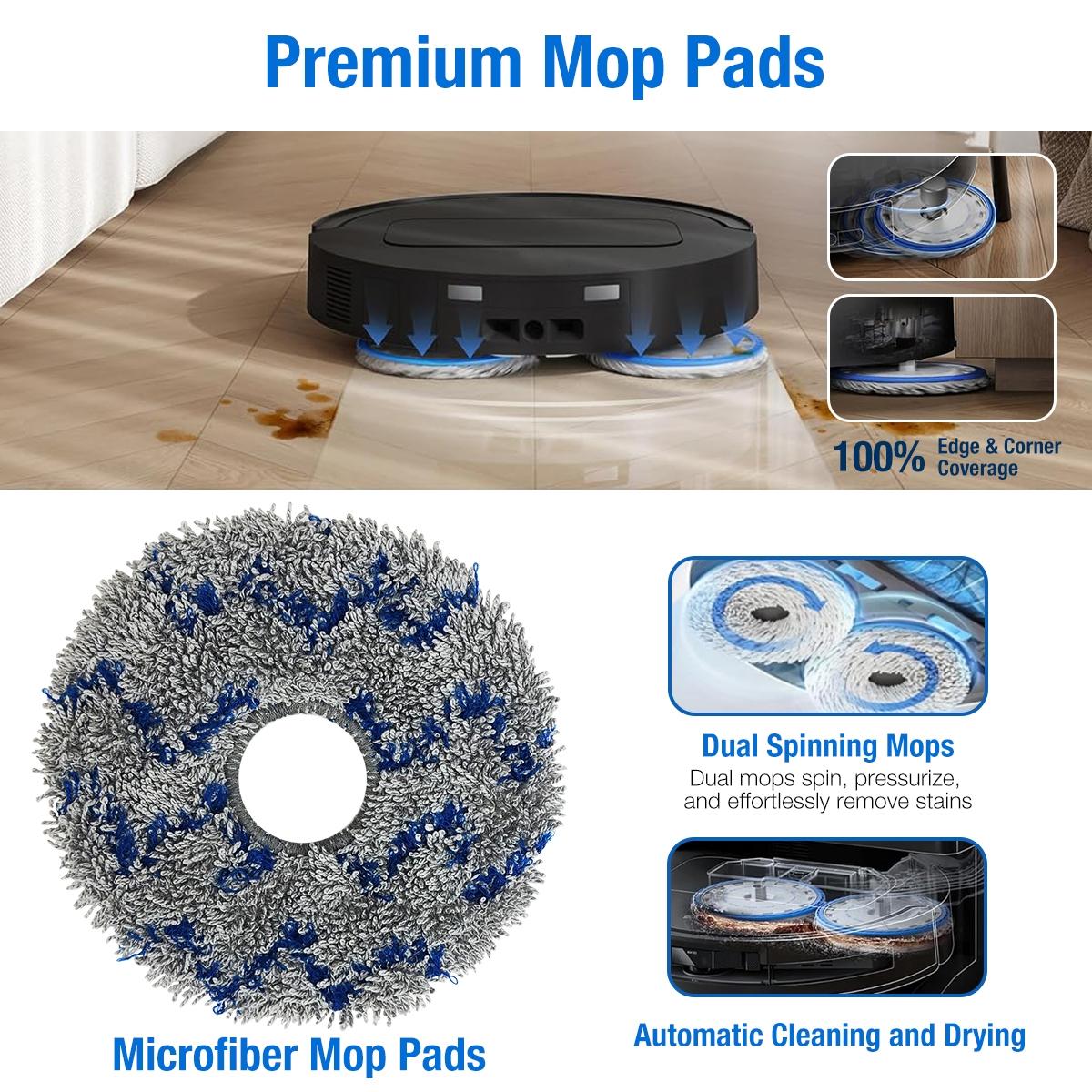 18 Pieces Accessories Replacement Parts for Ecovacs Deebot T50 Max/T50 Pro/T50 Omni/T50 Pro Omni, 1 Main Brush, 4 Filters, 4 Wipes, 4 Side Brushes, 4 Dust Bags, 1 Cleaning Brush