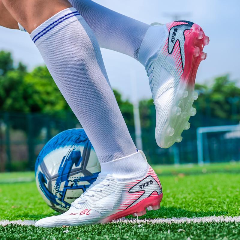 Unisex Professional Ag Football Cleats, Speed Cleats, Outdoor Sports Soccer Boots, Long Studs High Top, Artificial Grass Shoes, Turf Shoes, Lightweight Comfortable