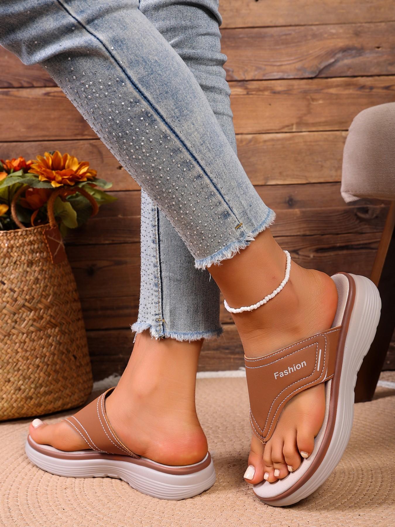 Summer New Beach Flat Lightweight Breathable Huarache Sandals, Fashion Open-Toe Slippers, Thick Sole Height-Boosting Beach Shoes for Women