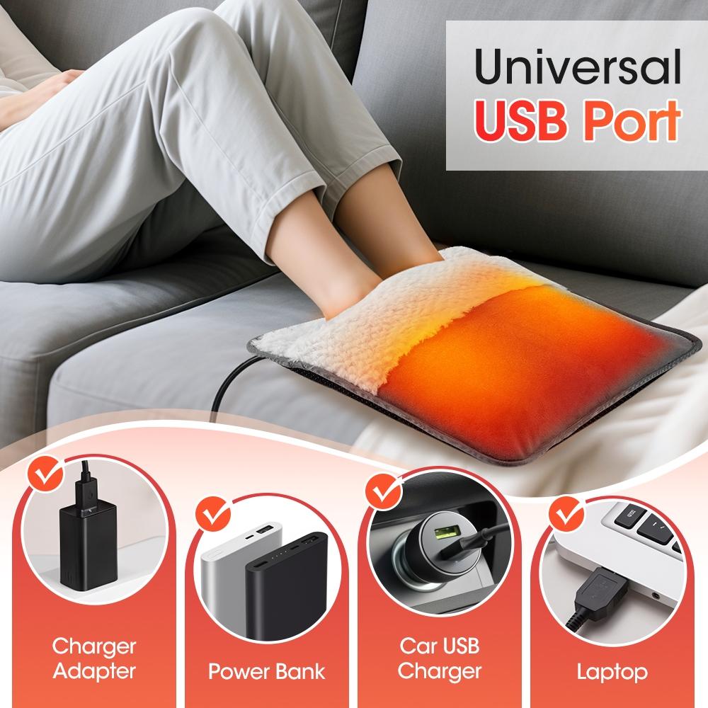 USB Plug-In Foot Warmer Pad Constant Temperature, Detachable Heated Foot Mat for Autumn Winter, Foot Heating Device for Cold Weather Use