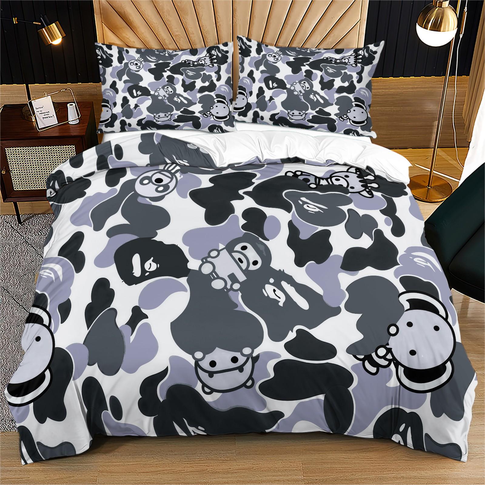 2/3 PCS Cartoon Camouflage Anime Style  Duvet Cover Set, Youthful Personalized Duvet Cover with Zipper, Easy to Remove, Trendy Decor for Bedroom, Housewarming Christmas Birthday Gift for Teens & Toy Collectors, No Filling