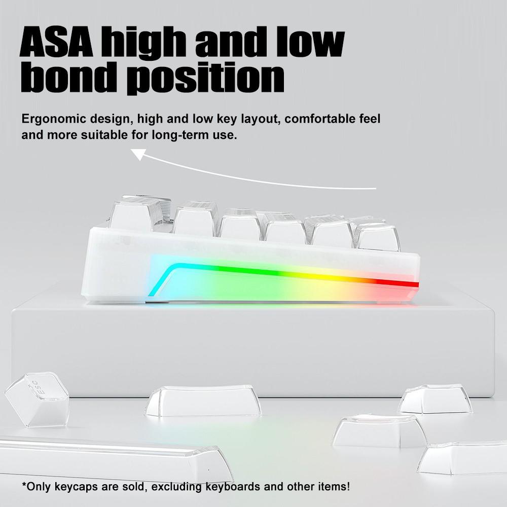 Aula Ice Crystal Jelly Keycaps, Acrylic Material, Side Characters, Translucent, Ergonomic Height Variations, Fits Multiple Keyboard Layouts