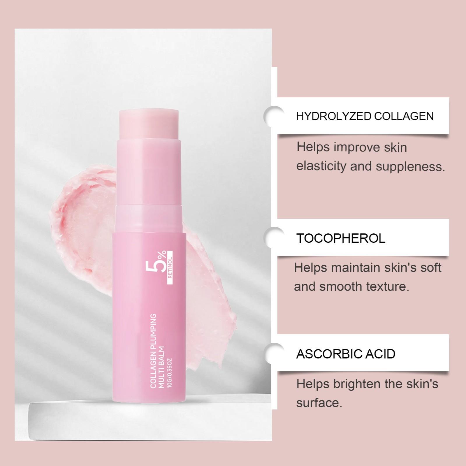 Pink Collagen Plumping Multi Balm | All In One Volufiline, PDRN, NAD Stick for Youthful-Looking, Helping Look of Fine Lines, Firming Care, Anti-Aging Care | For Under-Eyes, Neck, Forehead, Smile Lines, Lip Care | Korean Skincare