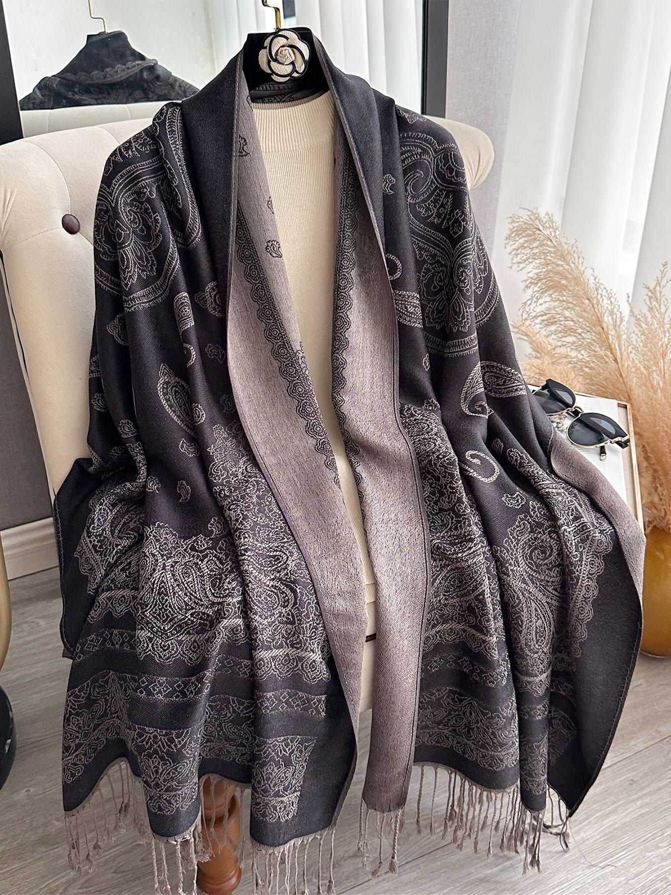 Women's Boho Style Paisley Print Long Scarf, Casual Trendy Tassel Design Shawl for Daily Wear, Fashion Accessories for Women & Girls