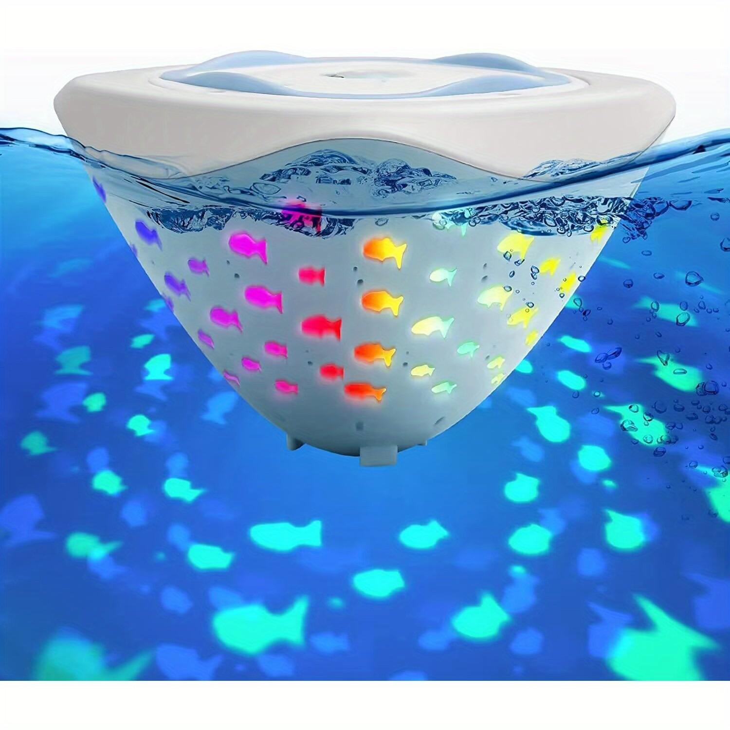 Kolzp LED Floating Fish Projector Light, Ip67 Waterproof Multicolor Underwater Fountain Light, AAA Battery Powered, Pool Party Decor, Decorative Lights