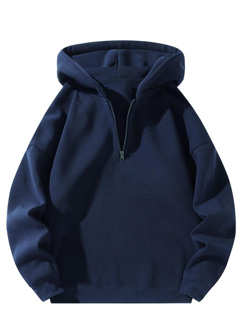Men's Regular Fit Solid Zip Up Hoodie, Casual Long Sleeve Hooded Sweatshirt for Fall , Men's Fall Clothes for Daily Wear, Tops Men's Regular Fit Solid Zip Up Hoodie, Casual Long Sleeve Hooded Sweatshirt for Fall , Men's Fall Clothes for Daily Wear, Tops