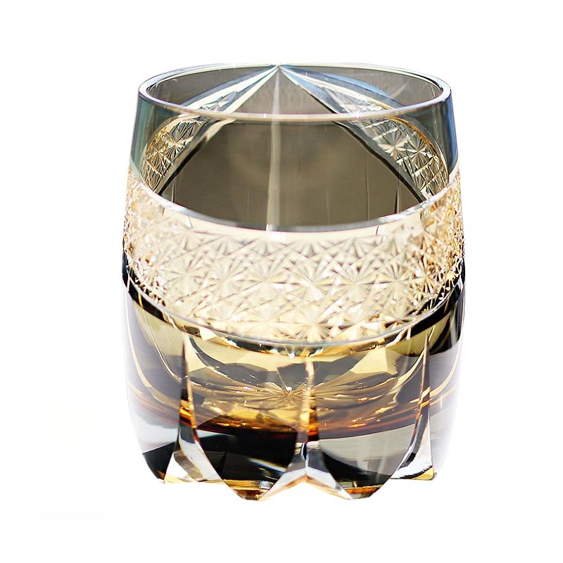 Handcrafted Edo Kiriko Crystal Whiskey Glass, 3-Color Colorful Glass, Luxury Gift Box, Perfect for Whisky Lovers, Unique Drinkware