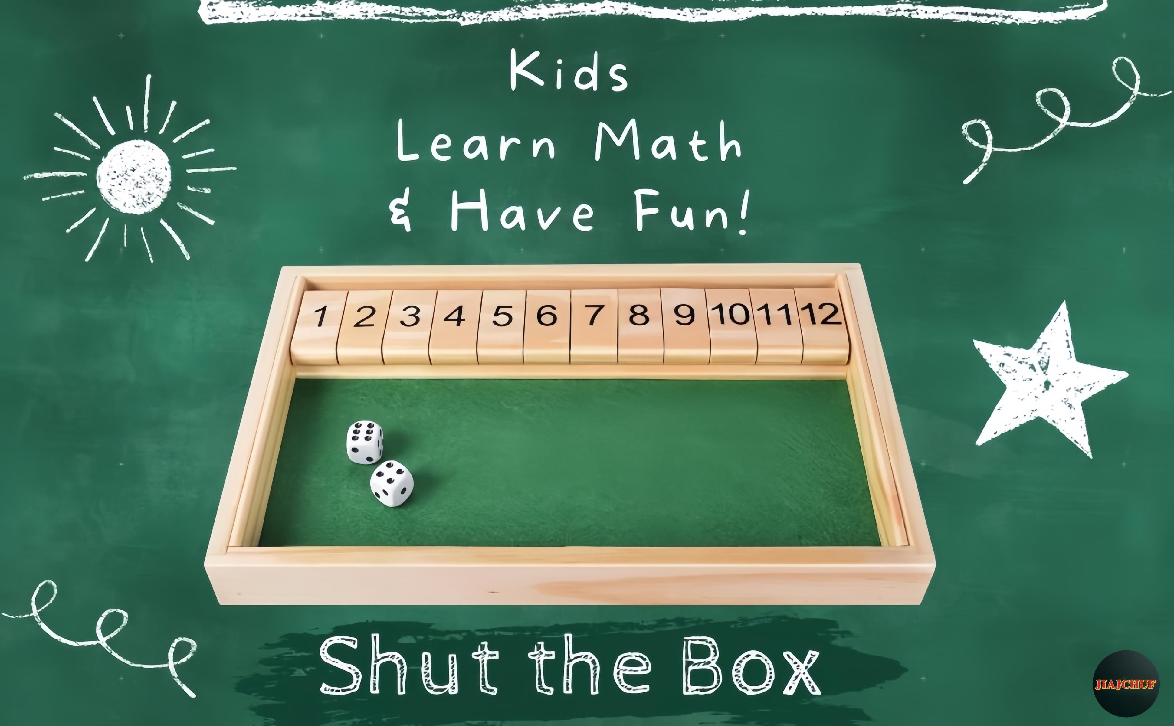 JIAJCHUF Wood Math Game Shut the Box, 12 Number & Lid Design, Ideal for ...