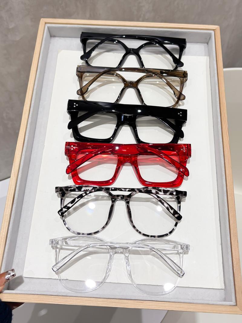 6 Pairs Classic Women's Flat Mirror Glasses, Suitable for Daily Commute, Office Use, Stylish and Functional Eyewear Accessories, Casual Eyeglasses