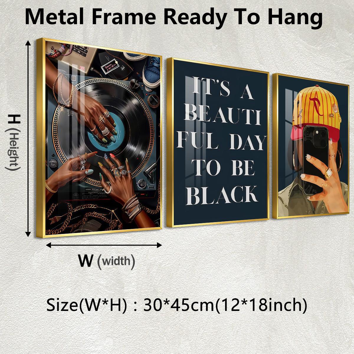 3 Counts Aluminum Alloy Framed Painting, Retro Vinyl Record And Modern Portrait Art Pictures, Home Decoration For Living Room, Bedroom, Office, Restaurant, Hallway Wall Decor, Odorless Print Artwork, Luxury Perfect Gift For Friends And Family