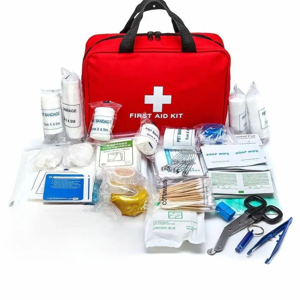 Portable First Aid Kit, Survival Equipment Set, Emergency Gear with Tourniquet, Scissors, Tweezers, Bandages, Tape, Whistle, Supplies for Home, School, Outdoor Activities, No Medicines, Emergencies, Emergency Supplies