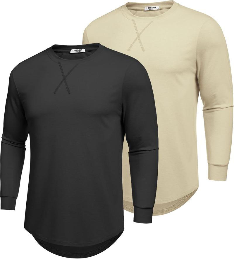 COOFANDY Mens Cotton T-Shirt Crew Neck Long Sleeve Tee Shirts Hipster Hip Hop Longline Casual Tops Gym Muscle Shirts COOFANDY Mens Cotton T-Shirt Crew Neck Long Sleeve Tee Shirts Hipster Hip Hop Longline Casual Tops Gym Muscle Shirts