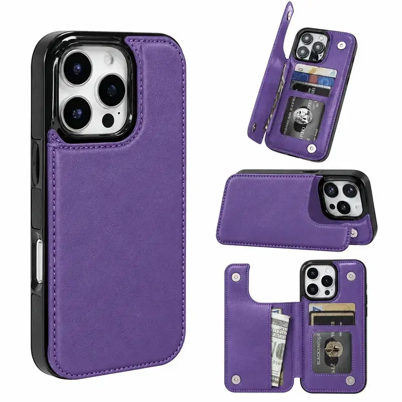 Multi-Color Wallet Phone Case with Card Slots for Bank Cards, Transit Cards , ID Cards, Compatible with iPhone 12/13/14/15/16/17/18 Standard, Plus, Pro , Pro Max Models