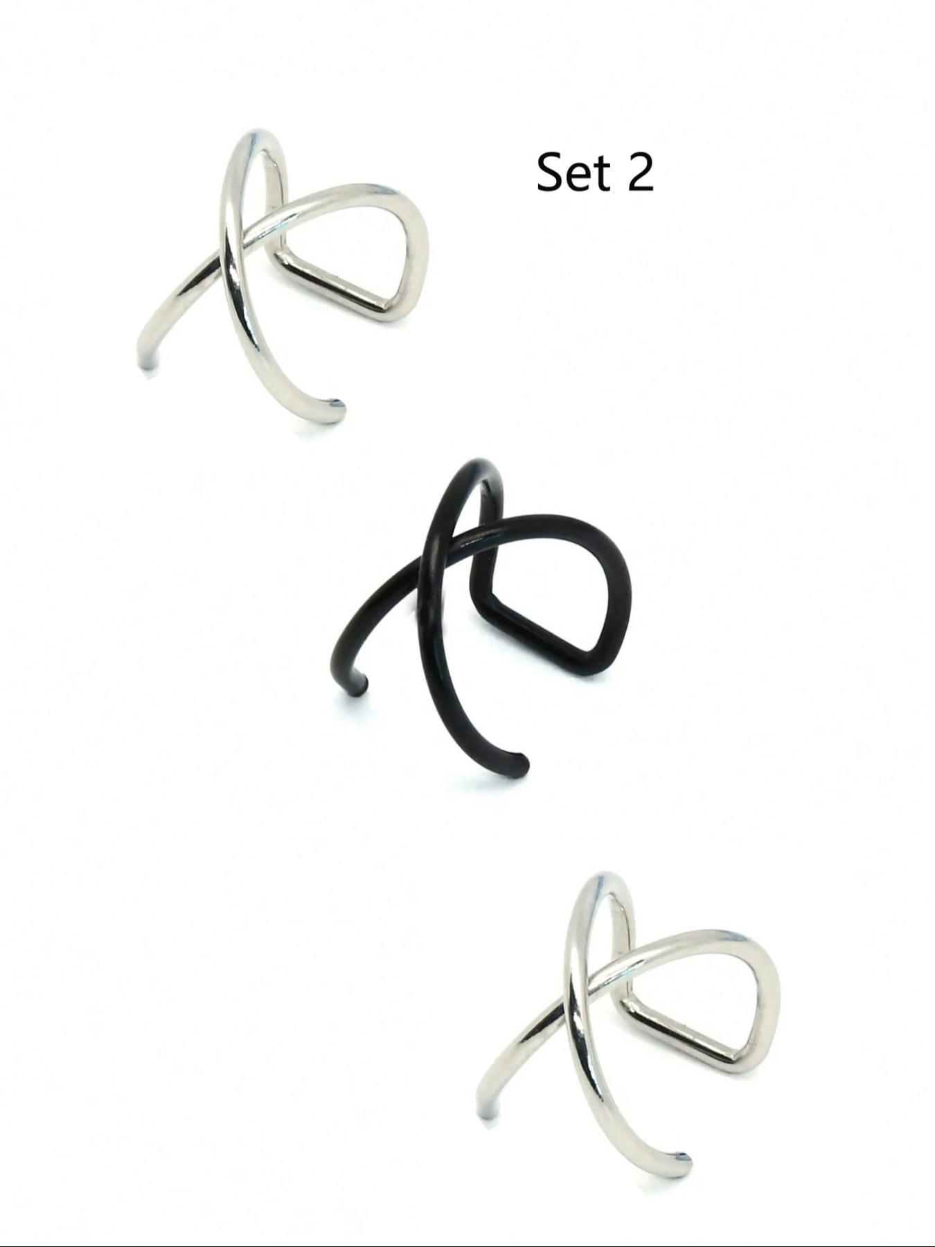 Stainless Steel Women's Fake Ear Cuffs, Golden/Silvery/Black, No Piercing Needed, Daily Wear Jewelry for Men & Women Earcuff Stainless Steel Women's Fake Ear Cuffs, Golden/Silvery/Black, No Piercing Needed, Daily Wear Jewelry for Men & Women Earcuff