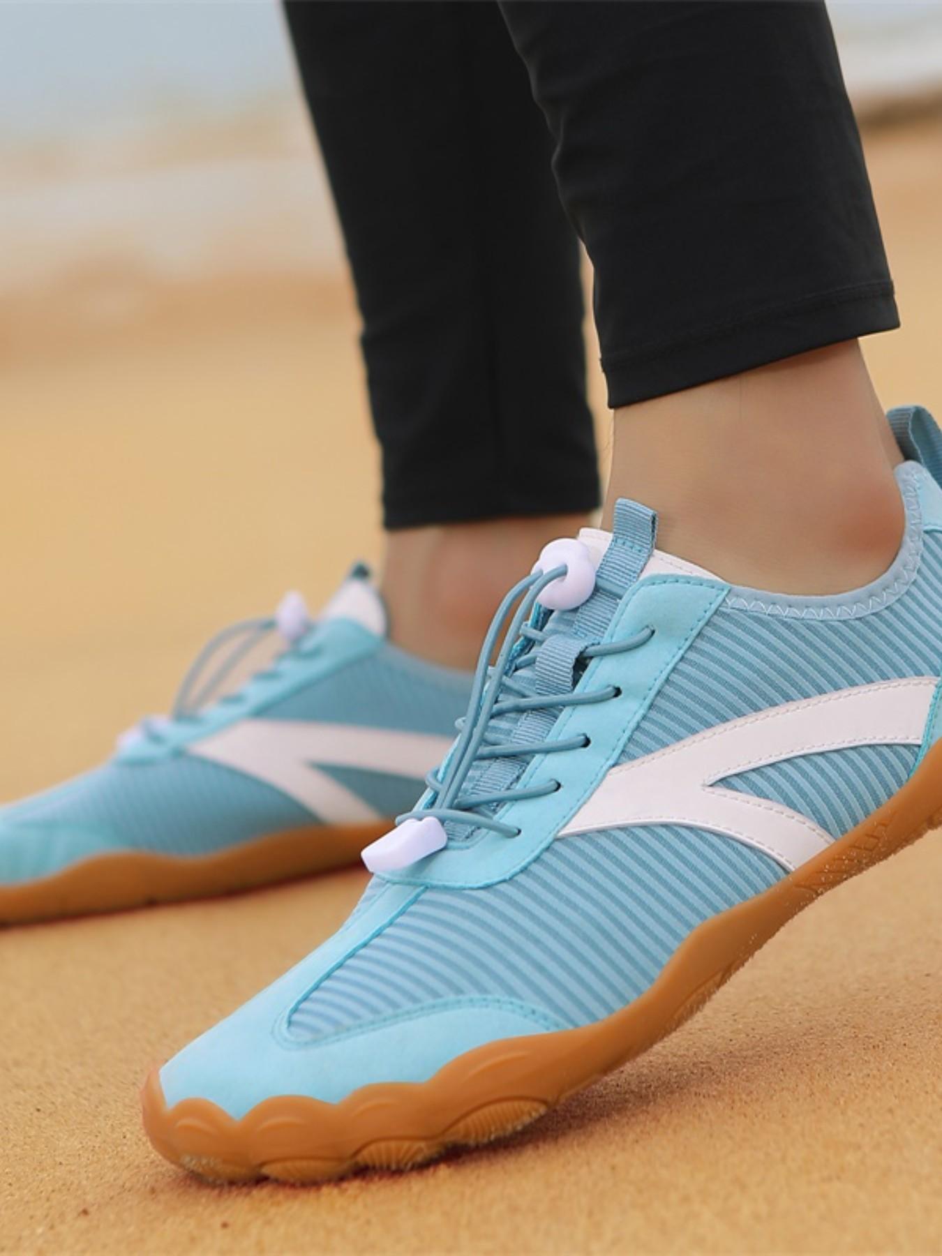 Couple Five-Finger Yoga Shoes, Casual Indoor Fitness Sneakers, Mesh Fabric, Rubber Sole, Wide Fit, Solid Color, China Made