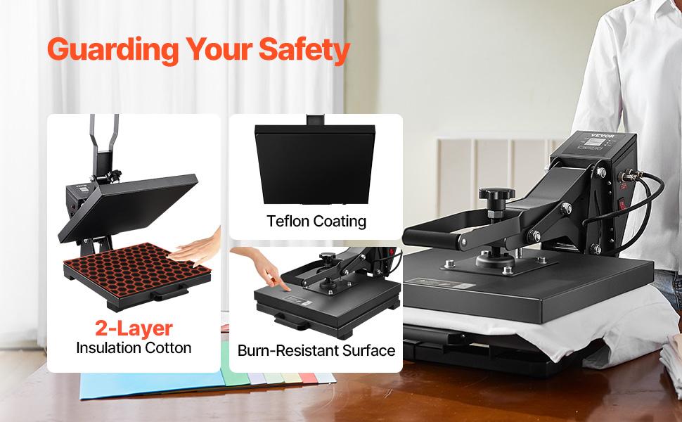 fathersdaygift VEVOR Heat Press, 15x 15 inch Heat Press Machine for T-shirts, Fast and Even Heating, Easy to Use, High Pressure for Digital Industrial-Quality Sublimation Printer for Transfer Vinyl, T-shirt, Black