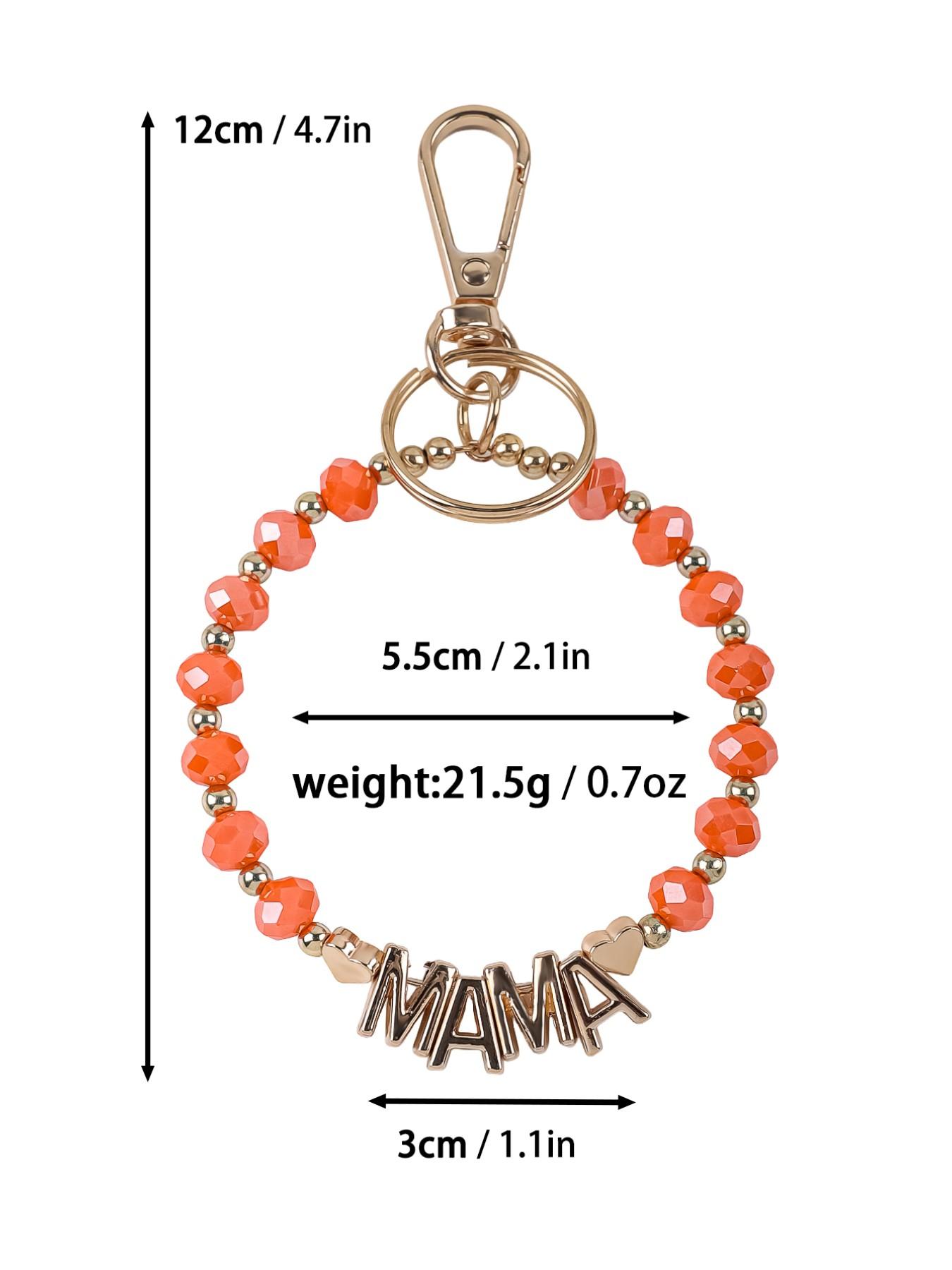 Handmade Beaded Mama Letter Keychain, Colorful Faceted Crystal Bracelet, Mother's Day Gift for Mom, Bag & Car Hanging Ornament
