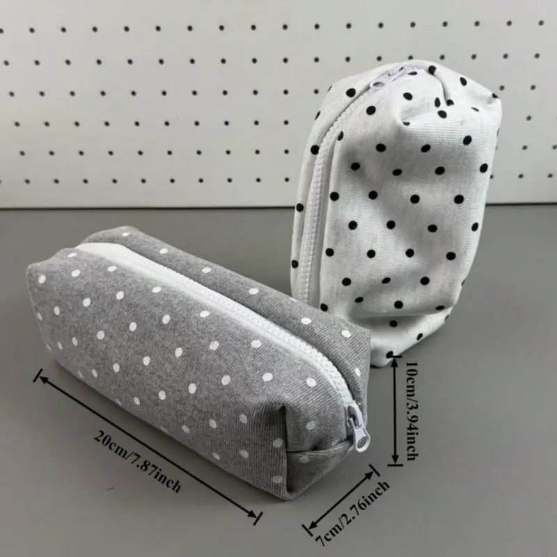 1pc Large Capacity Polka Dot Stationery Bag & Cosmetic Pouch: Korean Style Pencil Case | Minimalist Portable For Girls, Suitable For All Seasons, Suitable For Desktop Decoration, Desk Supplies, Office Supplies