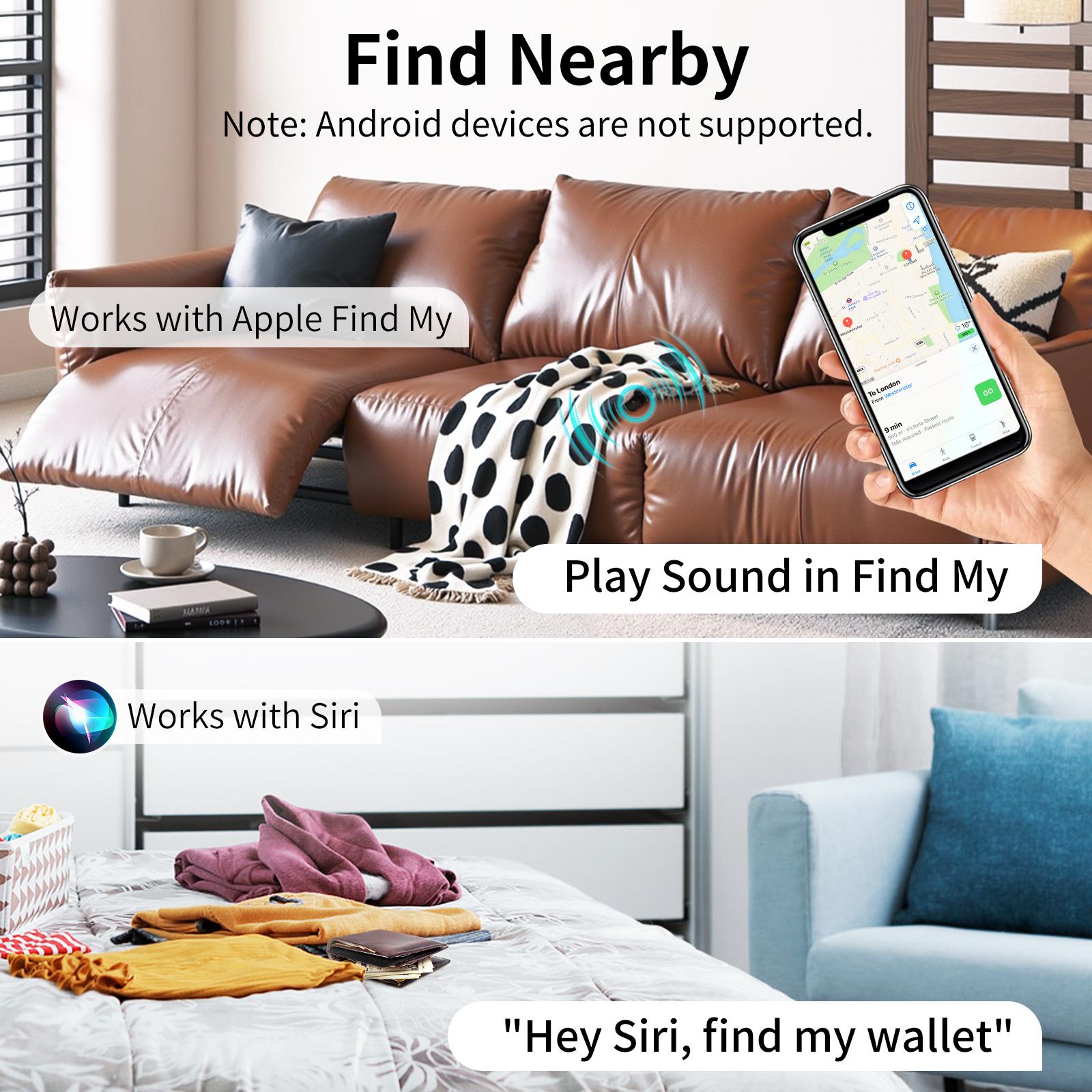 Wallet Tracker Card, 2mm Thin Item Wallet Finder Works with Apple Find My (iOS Only), Item Locator for Wallet, Luggage Tags, Passports, ID Card, Wireless Charging, IP68 Water Resistant