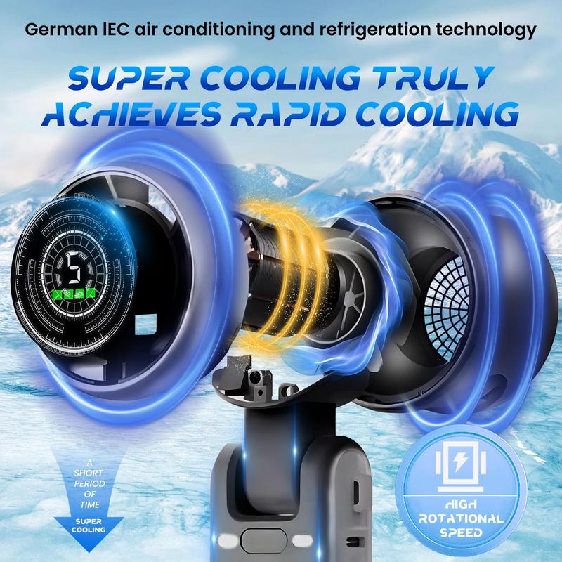 3-in-1 Mini Portable Fan – 3600mAh Rechargeable, 180° Foldable, LED Display, 5-Speed Personal Cooling for Home, Travel & Outdoors