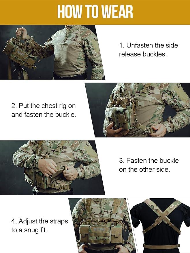 ONETIGRIS Chest Rig, MOLLE Chest Rigs Chest Rig Dangler Pouch Utility Admin Pouch IFAK Organizer