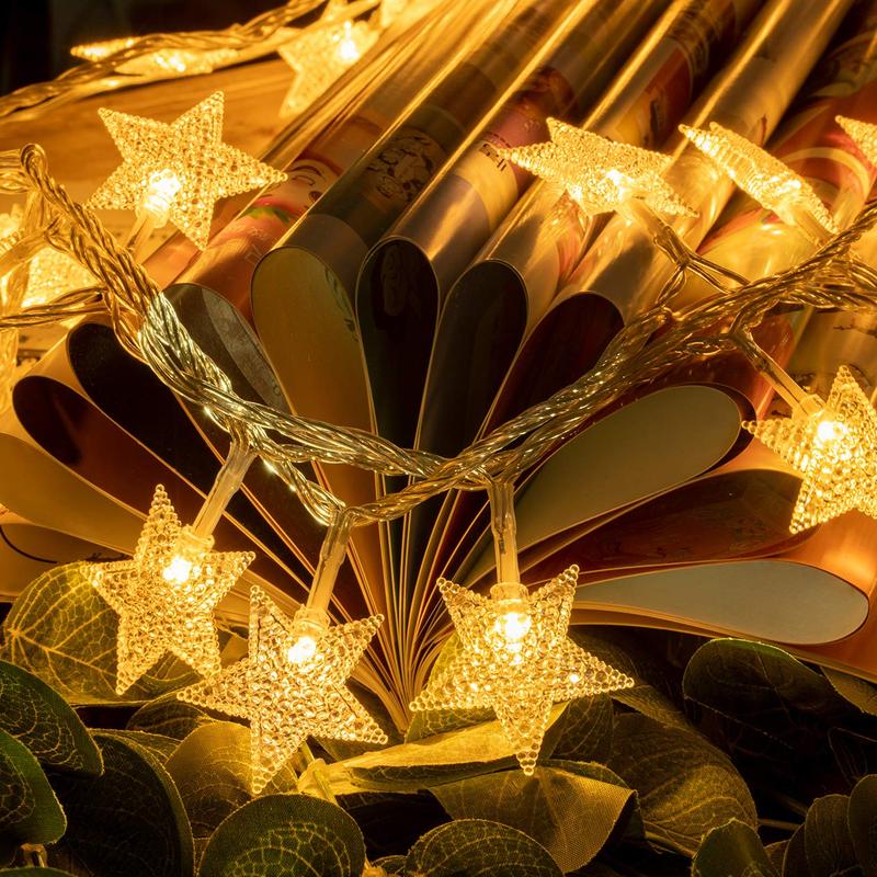 SUNNYGLADE 100 LED 49 FT Star String Lights Plug in Fairy Twinkle String Lights 8 Modes Extendable for Indoor Outdoor Wedding Birthday Christmas Tree Garden Decor