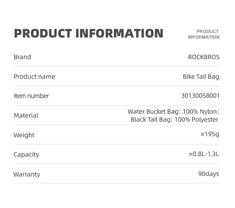 ROCKBROS Bike Saddle Bag Separating Expandable Waterproof Big Capacity Bike Bag For MTB Road Bike Quick Release Bike Accessories 1.3L