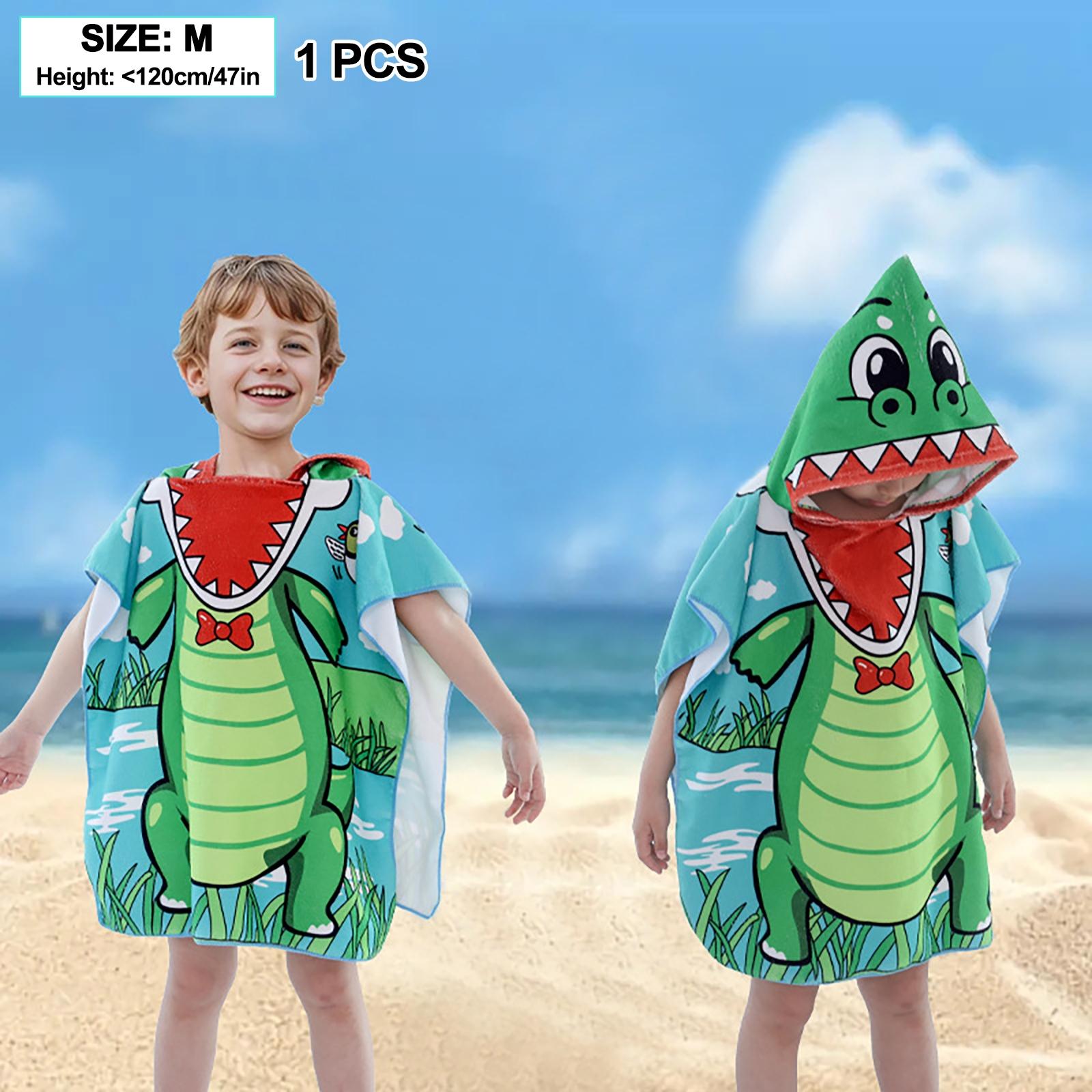 Animal Cartoon Print Bathrobe Cape, Soft Quick-Dry Beach Towel, Hooded Robe for Indoor Parties, Perfect for Beach and Home Use