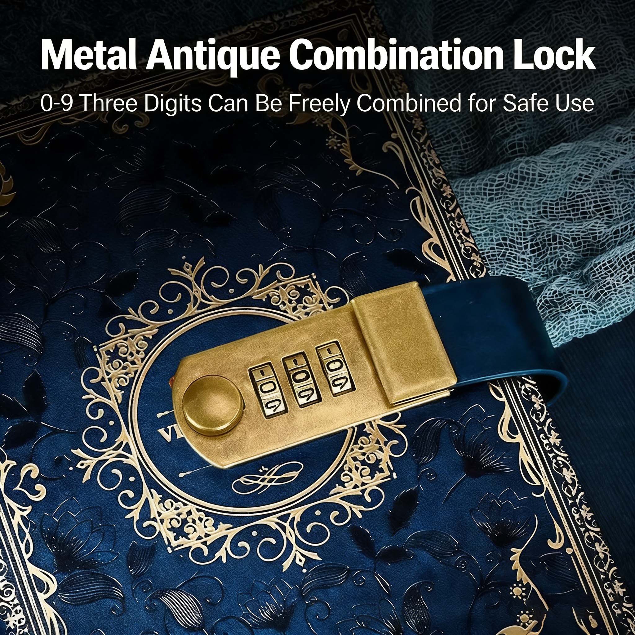 Vintage European Embossed Gold Foil Password Notebook, Luxurious Texture, Practical Functionality, Diary Journal Private Notebook, 100 Sheets