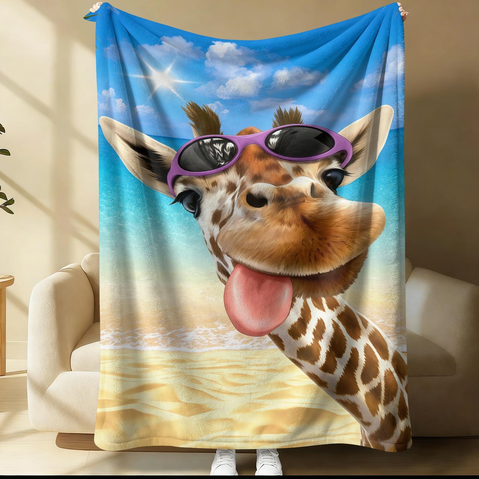 Giraffe Pattern Blanket, Suitable For Daily, Festival, And Birthday Gifts For Children And Adults. Soft, Warm, And Lightweight Plush Blanket, Perfect For Bed, Sofa, Car, And Room Decoration