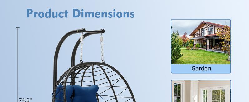 【Valentine's Day gift】Double Egg Swing Chair with Stand- 600/700 lbs Weight Capacity, Outdoor Indoor Wicker Rattan Hanging Egg Chair with Cushion, Porch Swing Patio Furniture