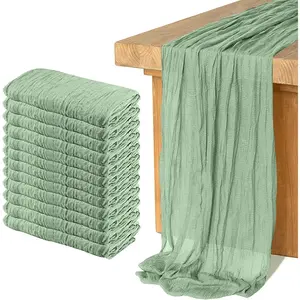 12-piece gauze table runner set, bohemian style wedding decoration romantic table runner, suitable for weddings, birthday parties (35inch x 118inch) (sage green): home and kitchen supplies