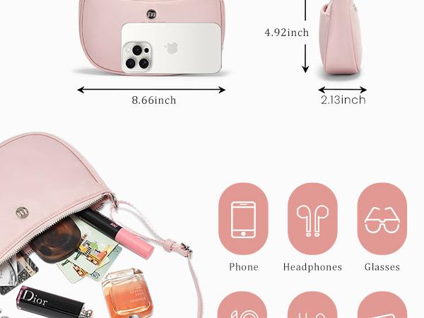 MEXS Shoulder Bag for Women 1.5L Handbags with Adjustable Strap Underarm Purse Mini Clutch Purses Trendy Crescent Bags