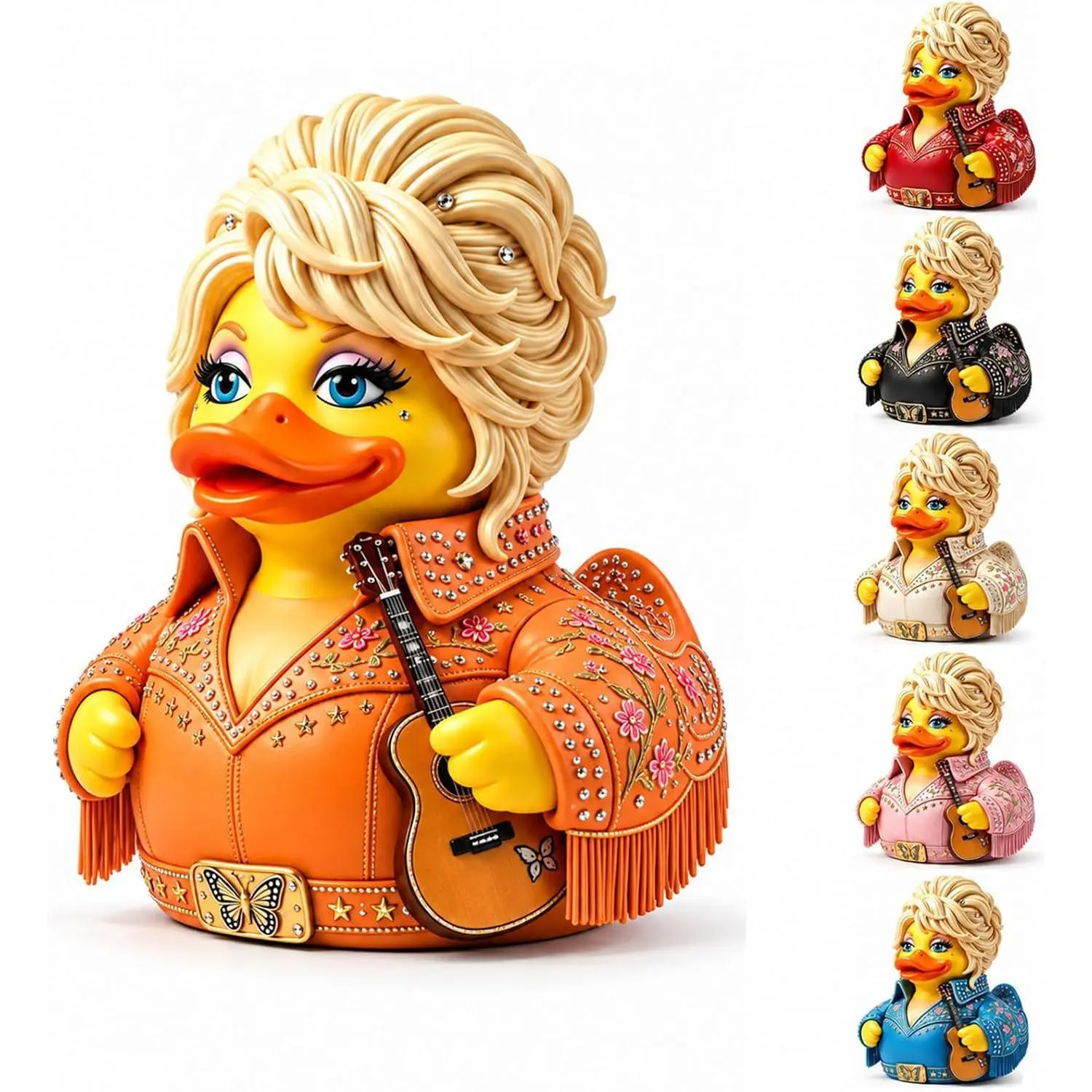 Dolly Duck Resin Figurine - Country Music Singer-Inspired Duck Statue with Guitar, Cute Decorative Ornaments, Desk Shelf Collectible Decor, Novelty Gift for Country Music Fans