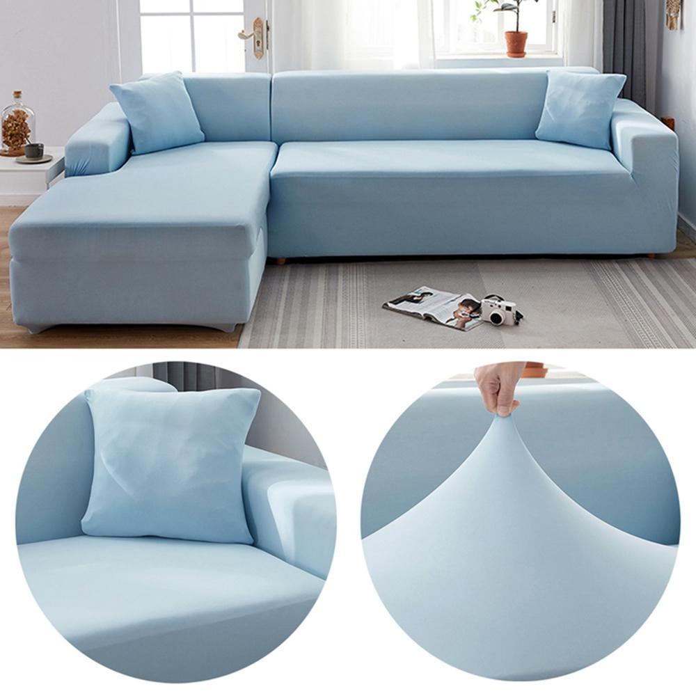 Stretch Sofa Slipcover - Solid L Shaped Couch Cover, Elastic Furniture Protection Covers for 1/2/3 Seater Living Room Couch & Relax Chair, Furniture Slipcovers