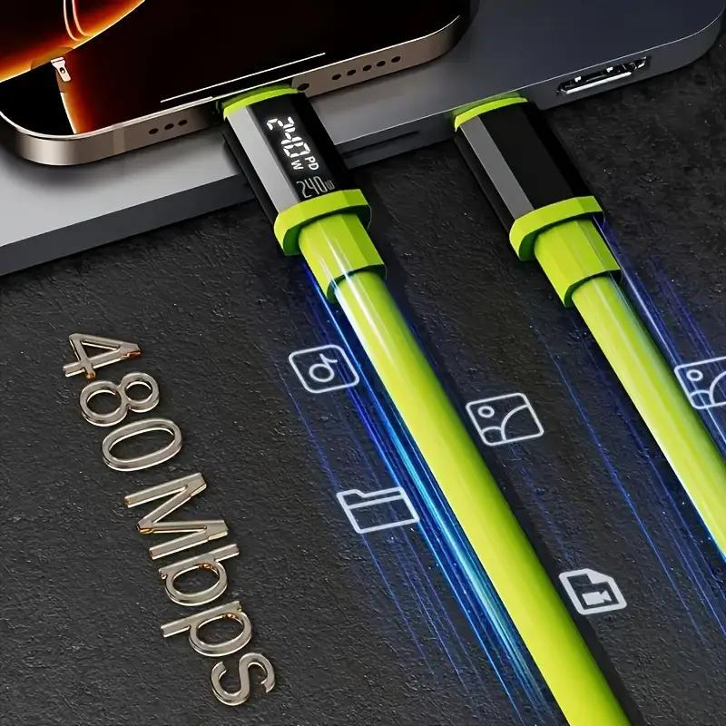 240W Fast Charging Cable, Mobile Data Cable, Smart Quick Charge, High-Power Fast Charging, Super Fast Charge, Compatible with Apple Type-C Charging Smartphone Cellphone