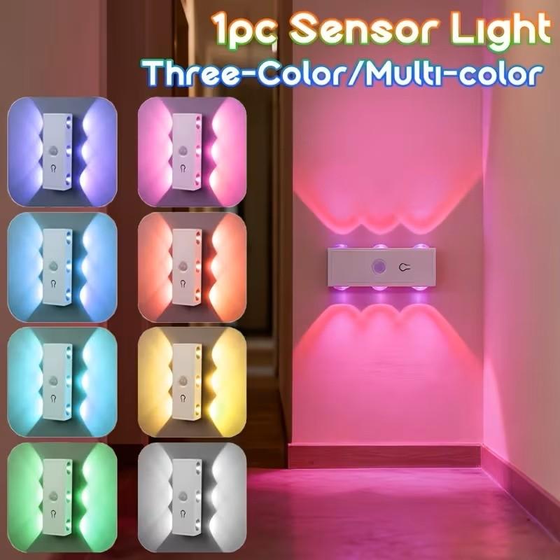 RGB Wall Light, LED Smart Motion Sensor Night Light, USB Rechargeable Bedside Lamp, Living Room, Bedroom, Hallway, Entryway, Staircase Decorative Light, Led Ambient Lighting, Home Lighting