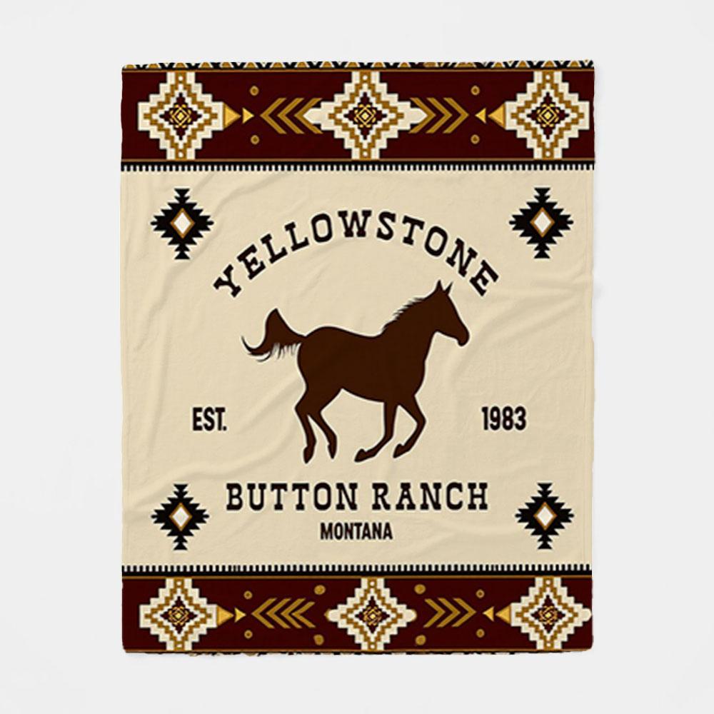 Vintage Southwest Yellowstone Ranch Design Flannel Blanket - Lightweight Soft Four Seasons Suitable, Thick Faux Fur Blanket, Bedroom Floor Blanket, Couple Custom Blanket, Extra Large Sofa Blanket,