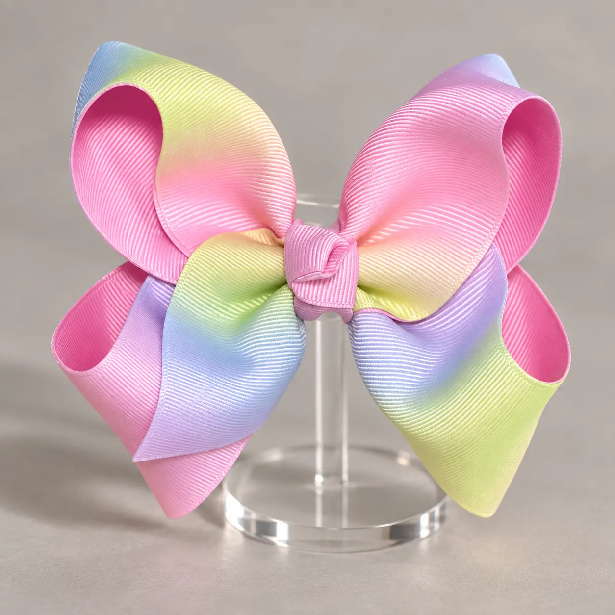 Rainbow Ombre Bow Hair Clip 5.5 Inch, Large Grosgrain Colorful Toddler Girl Hair Bow for Birthday Party