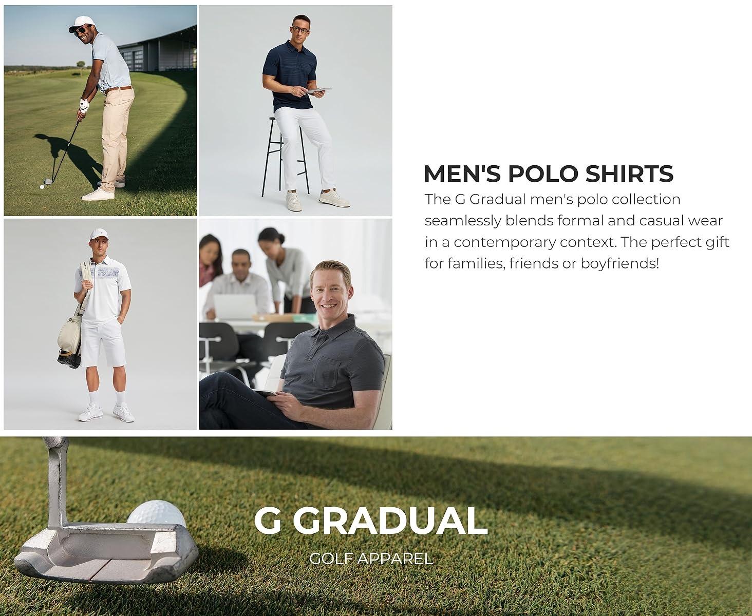 G Gradual Men's Golf Shirts Dry Fit Moisture Wicking Performance Lightweight Activewear Shortsleeve Collared Polo Shirts for Casual Athletic Business Tops Golf Apparel